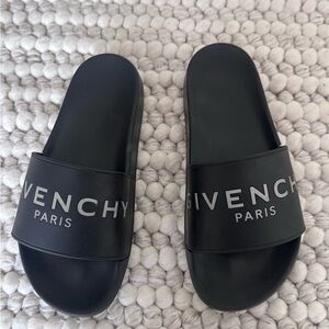Givenchy Black Slides with White Logo